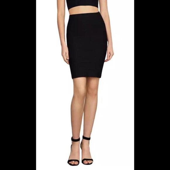 BCBGMAXAZRIA Black Simone Alexa Bandage Mini Skirt Small Y2K Bodycon - Picture 1 of 12